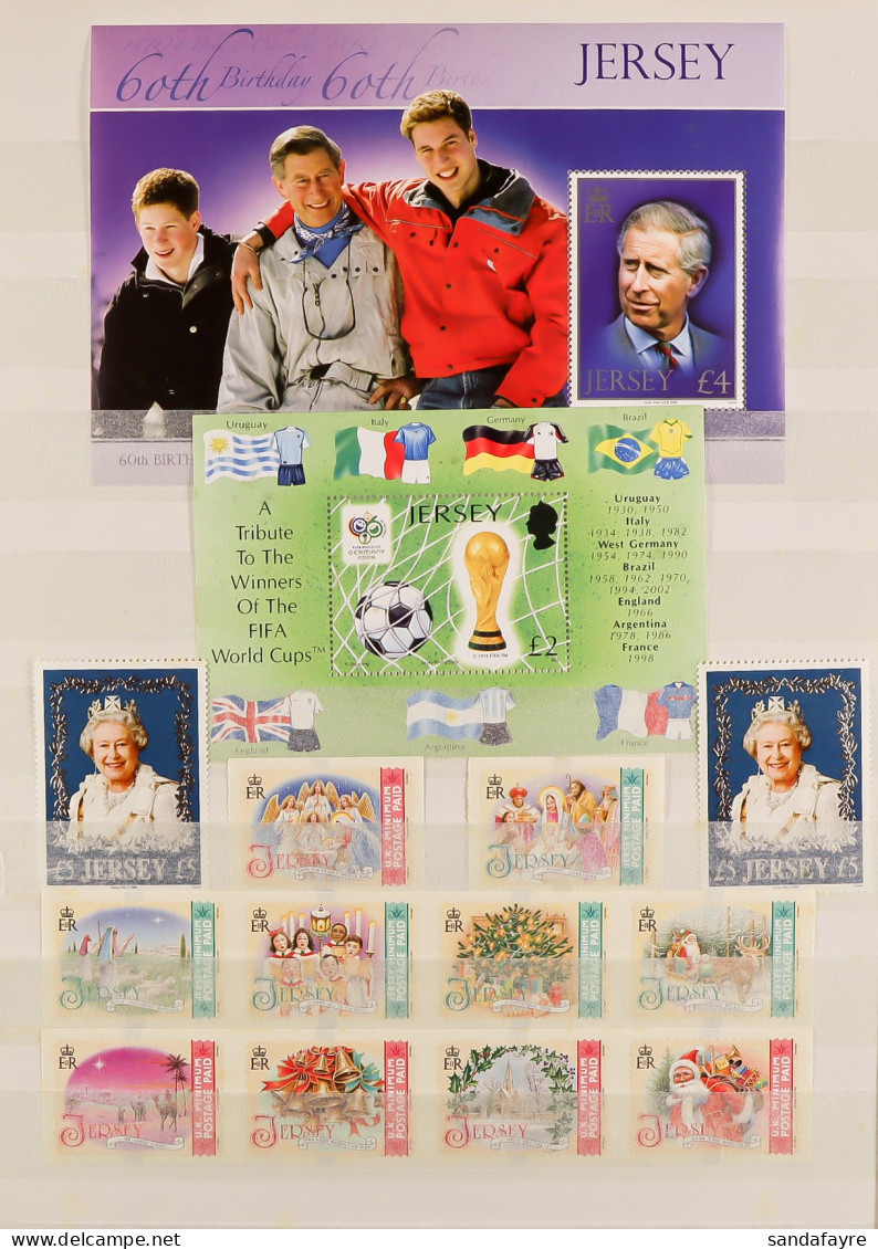 1969 - 2004 JERSEY COLLECTION In Stockbook With Nearly All Stamps Being Never Hinged Mint. Mainly 1990 Onwards. Face Val - Andere & Zonder Classificatie