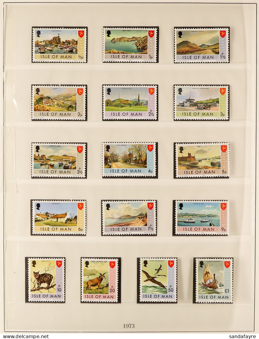 ISLE OF MAN 1973 - 2010 COMPLETE COLLECTION Of Never Hinged Mint Stamps & Miniature Sheets In 4 Lindner Hingeless Isle O - Sonstige & Ohne Zuordnung