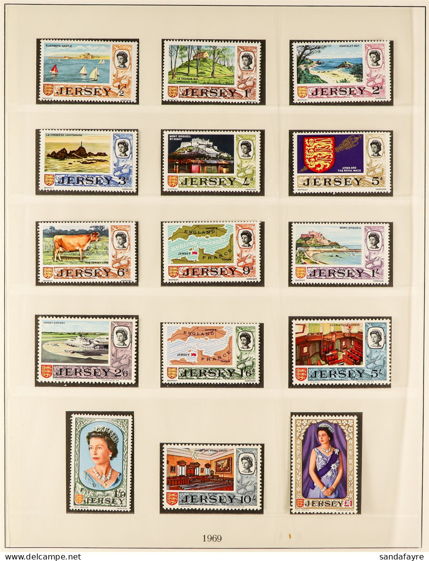 JERSEY 1969 - 2010 NEAR - COMPLETE COLLECTION Of Never Hinged Mint Stamps & Miniature Sheets In 4 Lindner Hingeless Lind - Andere & Zonder Classificatie