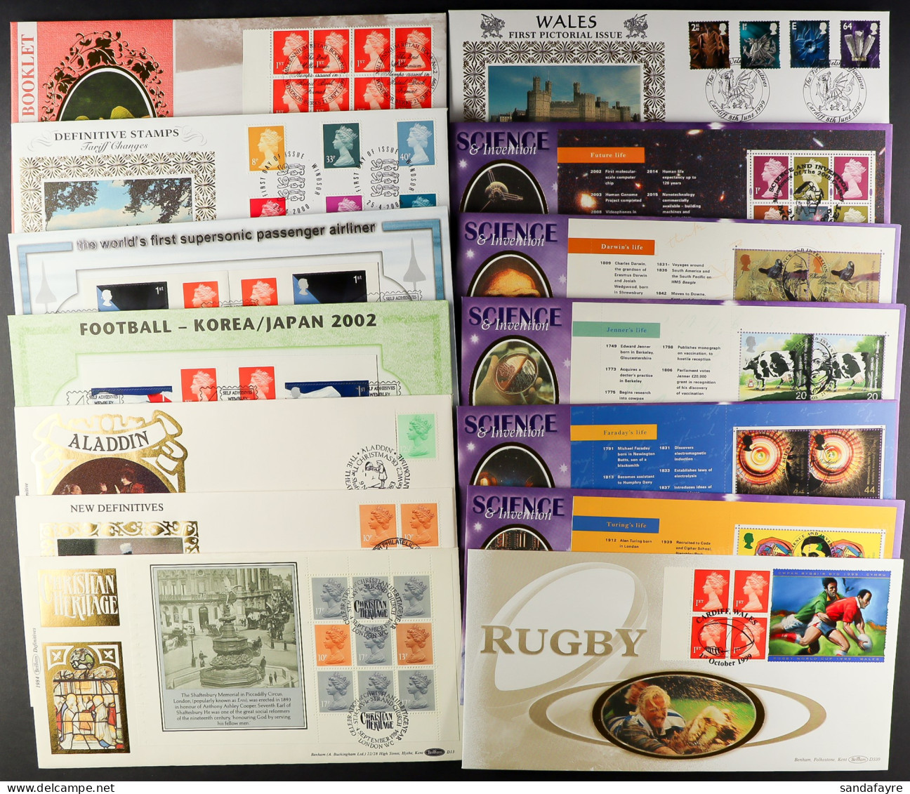 BENHAM DEFINITIVE COVERS 1982-2002 Collection In Box, Includes Booklet Panes, High Values Etc. (approx 400 Covers) - FDC