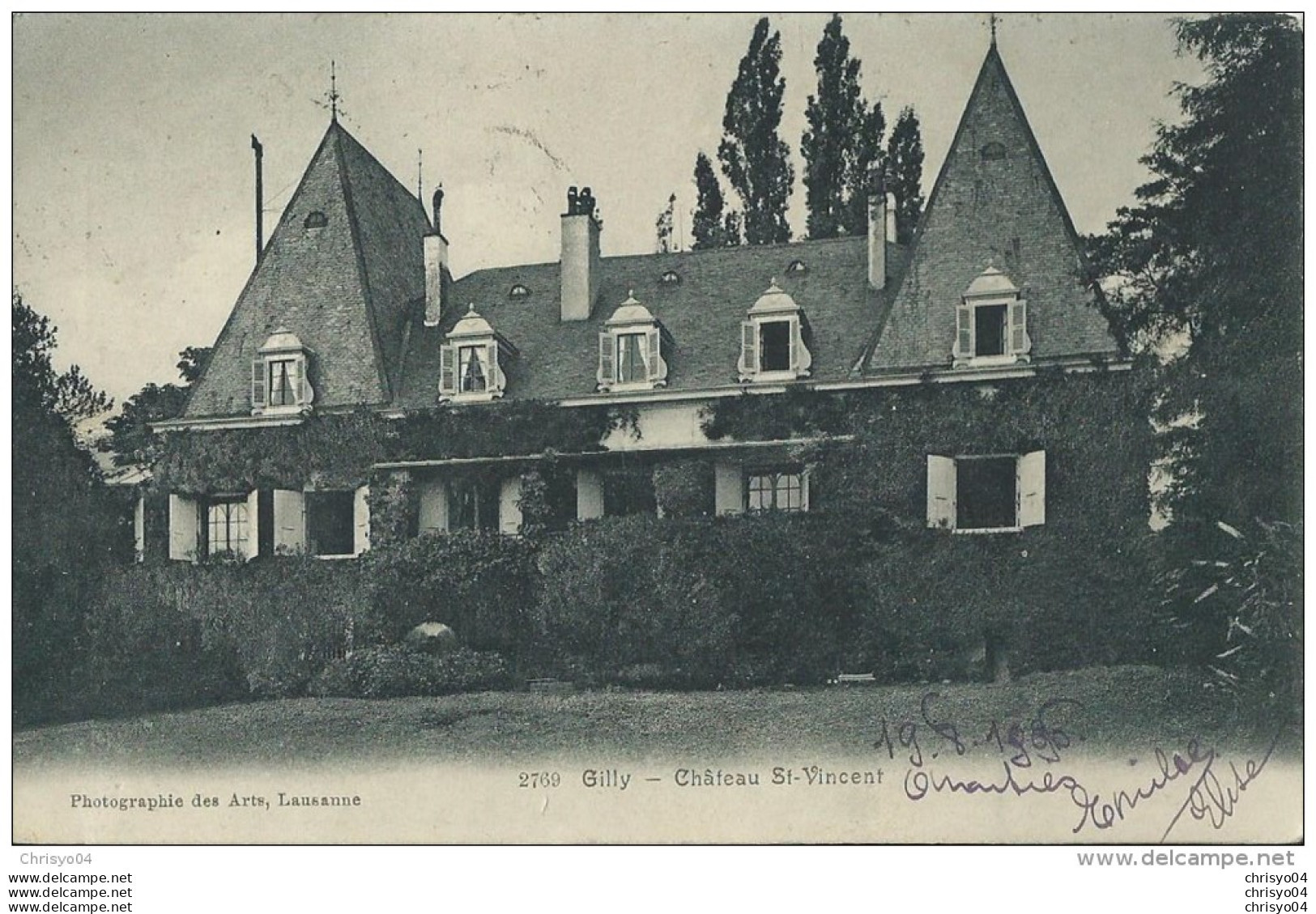 38Pt    Suisse Gilly Chateau De Saint Vincent DND Envoyée à Azuga (Roumanie) - Gilly
