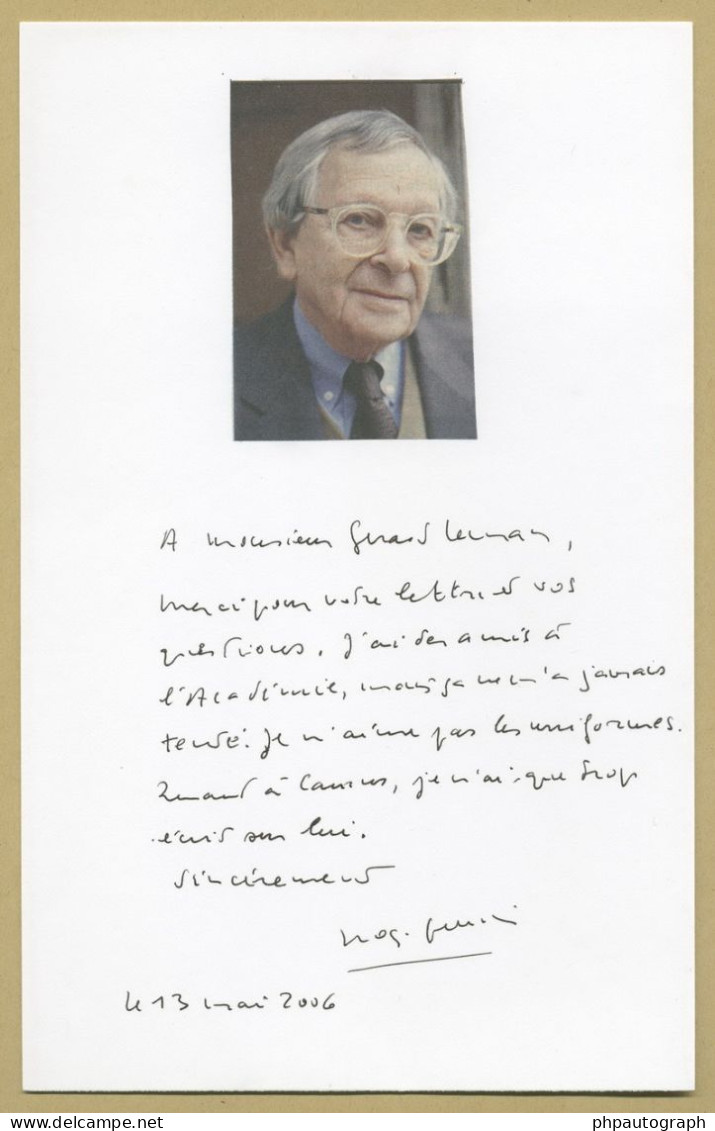 Roger Grenier (1919-2017) - French Writer - Autograph Card Signed + Photo - 2006 - Writers