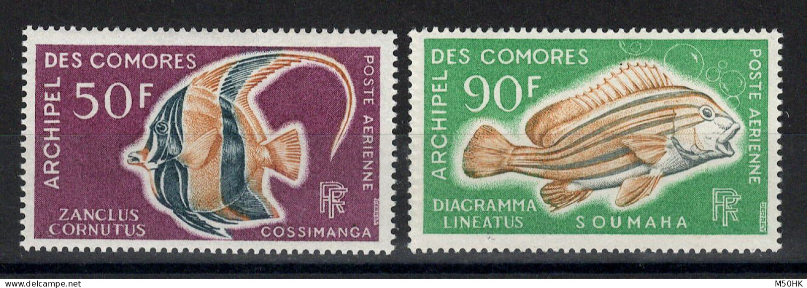 Comores - YV PA 23 & 24 N** MNH Luxe , Poissons , Cote 15 Euros - Poste Aérienne