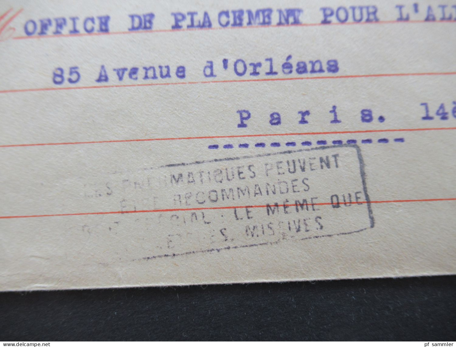 Frankreich Rohrpostumschlag RU 14 Verwendet 1943 Envelope Pneumatique / Mit Inhalt 4x Bon De Solidarité 1 Franc Notgeld - Pneumatische Post