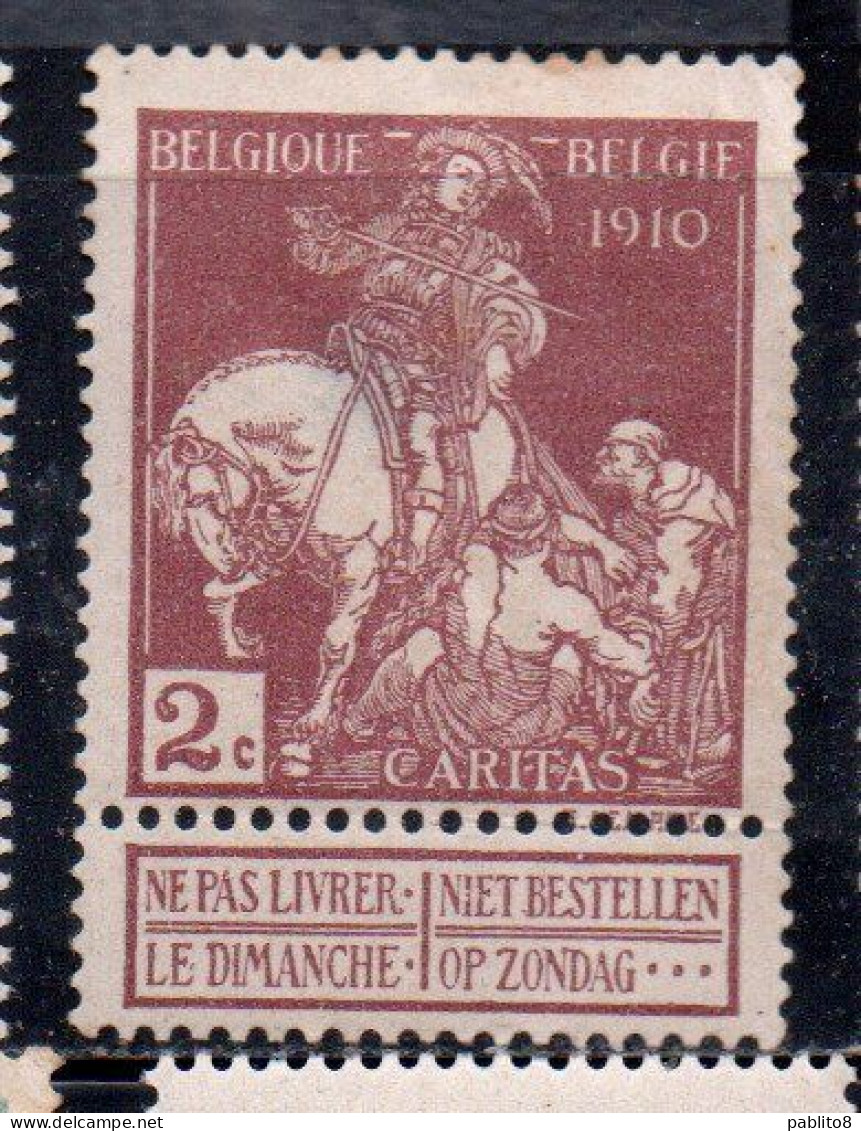 BELGIQUE BELGIE BELGIO BELGIUM 1910 CHARITY CARITAS ST. MARTIN OF TOURS DIVIDING HIS CLOAK WITH A BEGGAR 2c MH - 1910-1911 Caritas