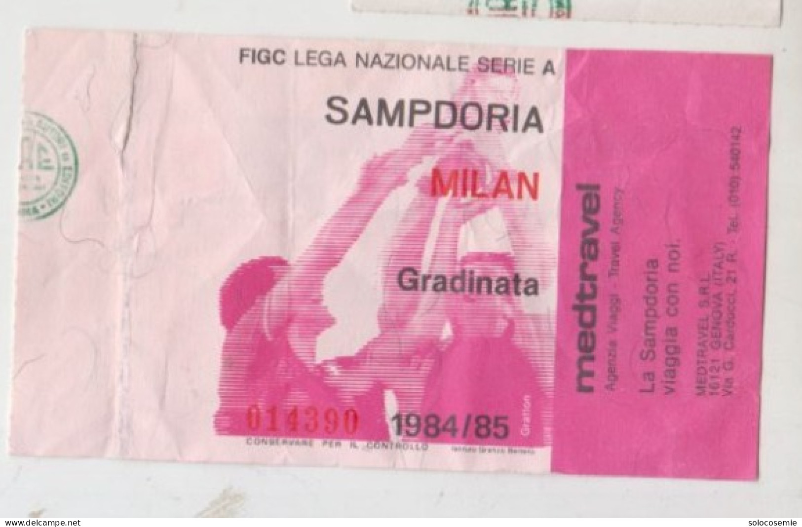 1984/85 SAMPDORIA - MILAN #  Calcio  #  Ingresso  Stadio / Ticket  - 014390 (F) - Tickets D'entrée