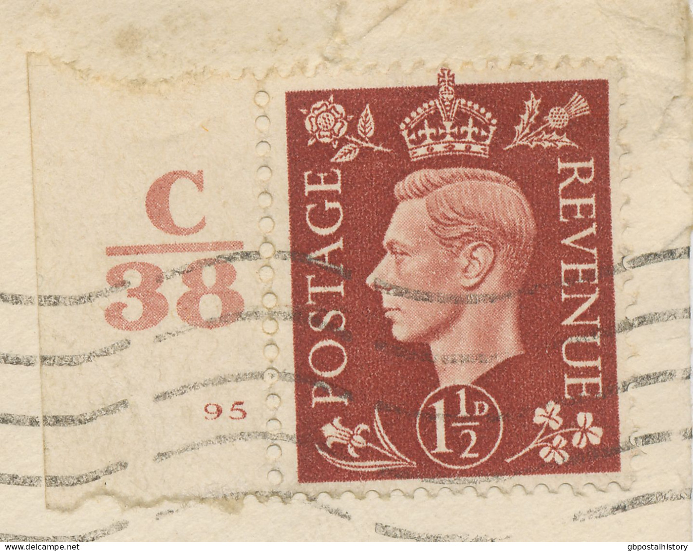 GB 1938, George VI 1½d Marginal With Control No. C38 Cyl.-No. 95 No Dot And 1942, 2 ½d With Control No. H40 Cyl.-No. 22 - Variedades, Errores & Curiosidades