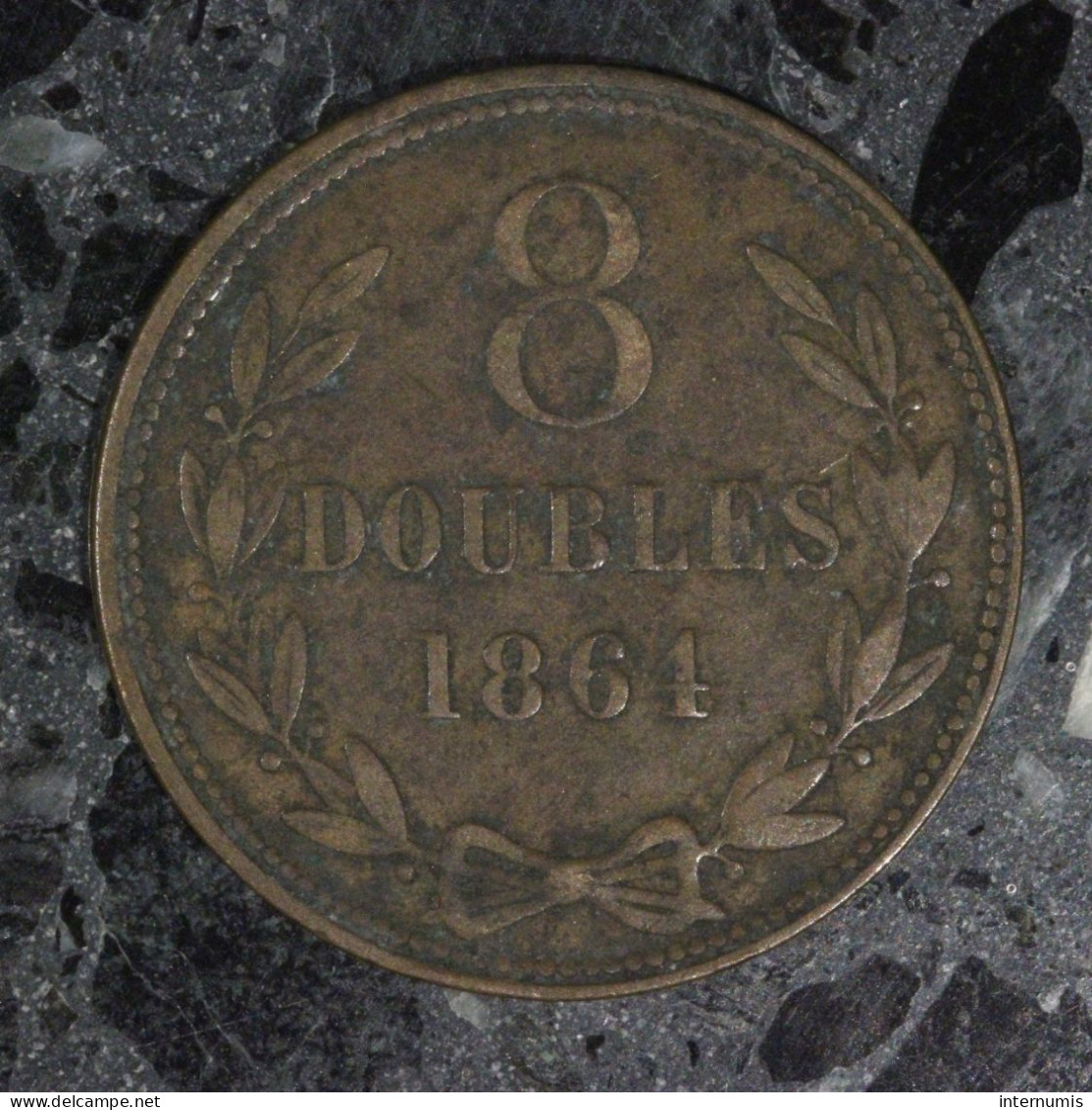  Guernsey / Guernesey, , 8 Doubles, 1864, , Bronze, TTB (EF),
KM#7 - Guernsey