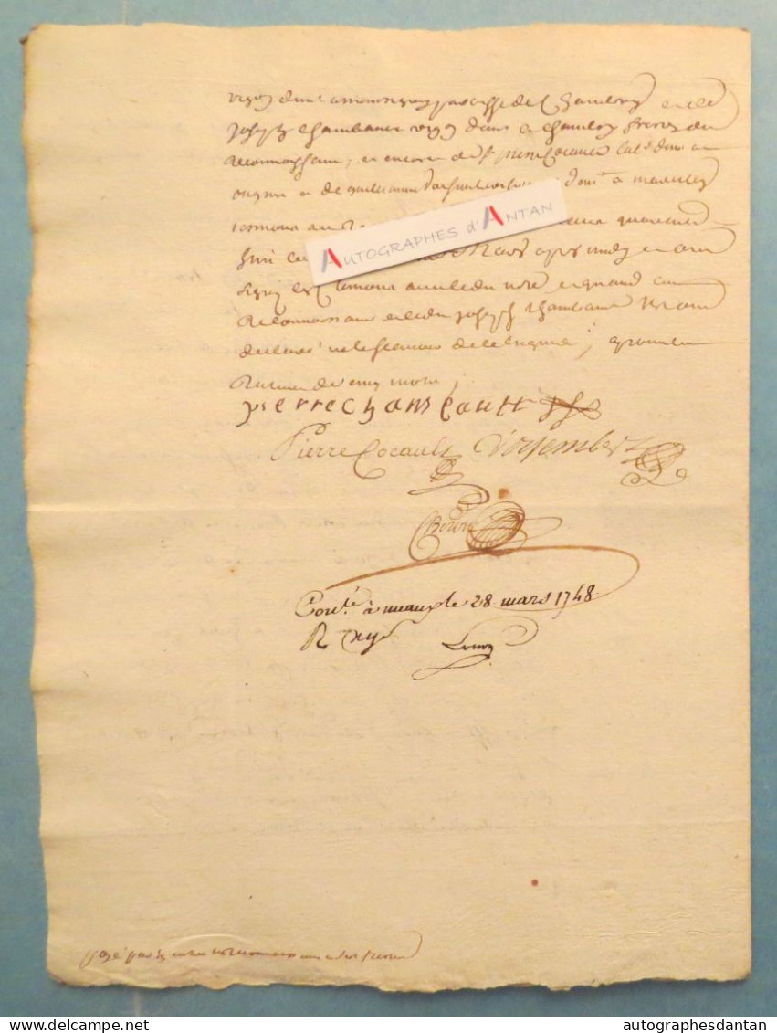 ● 1748 Enregistré à MEAUX - Signature COCAULT - Manuscrit à étudier - Cachet Généralité De Paris Un Sol Quatre Deniers - Cachets Généralité