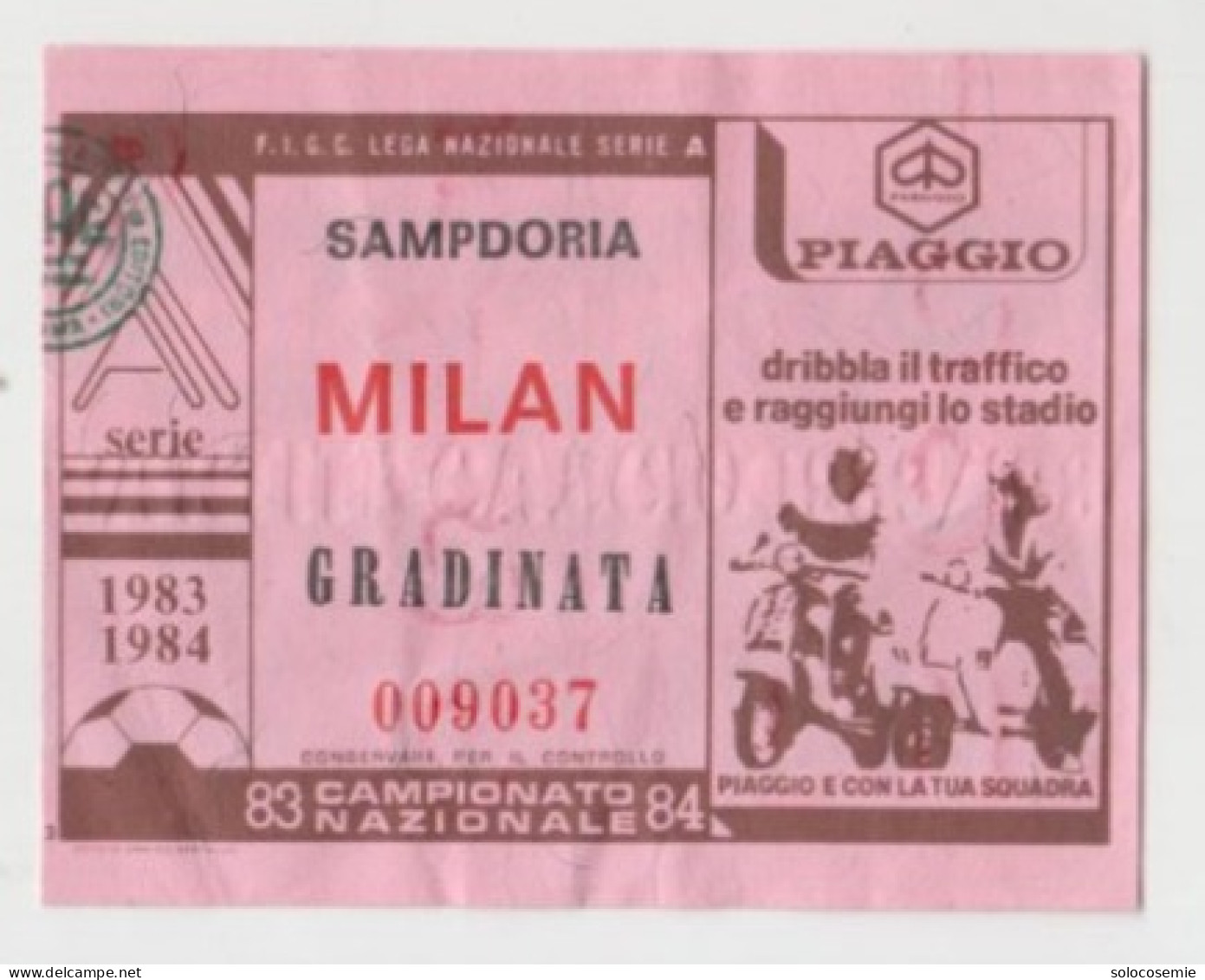1983/84 SAMPDORIA - MILAN #  Calcio  #  Ingresso  Stadio / Ticket  - 009037  (F) - Tickets D'entrée