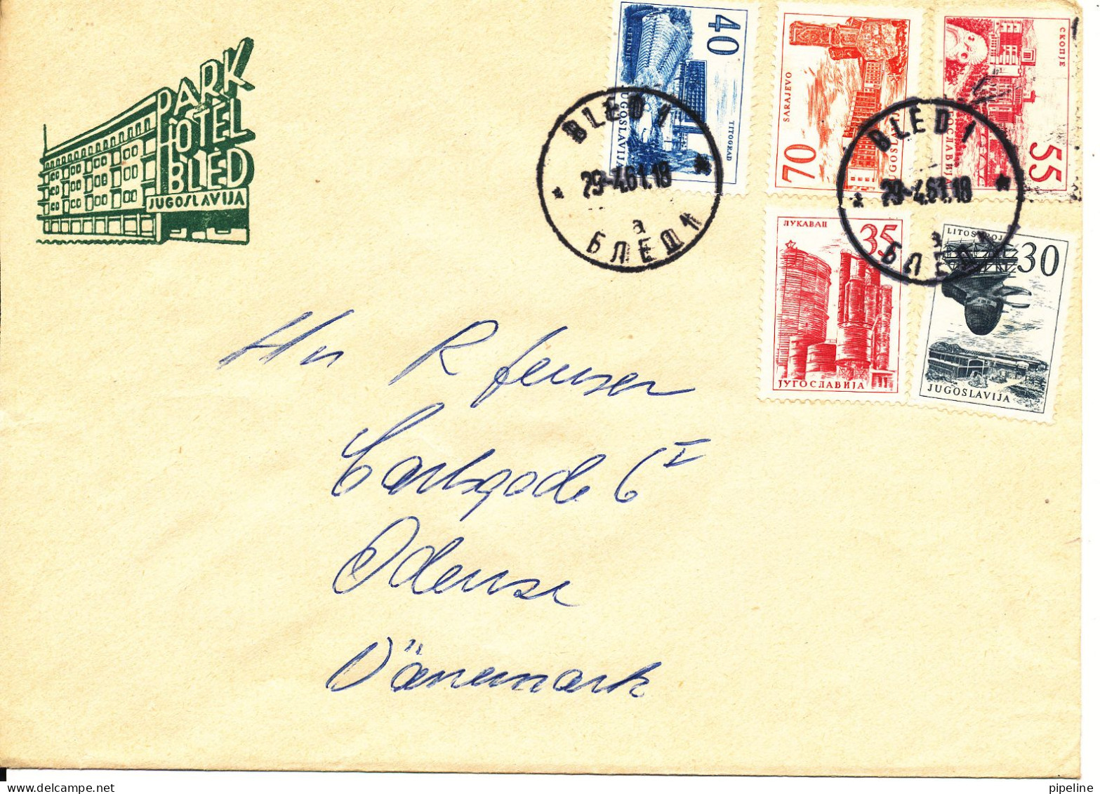 Yugoslavia Cover Sent To Denmark Bled 29-4-1961 - Covers & Documents