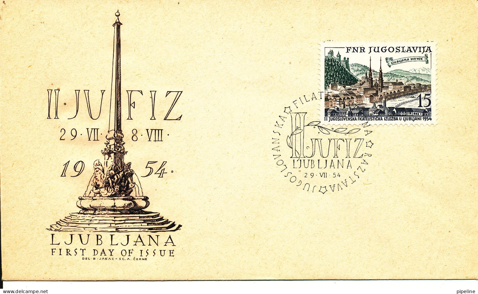 Yugoslavia FDC 29-7-1954  Philatelic Exhibition Jufiz 2 Ljublijana With Cachet - FDC