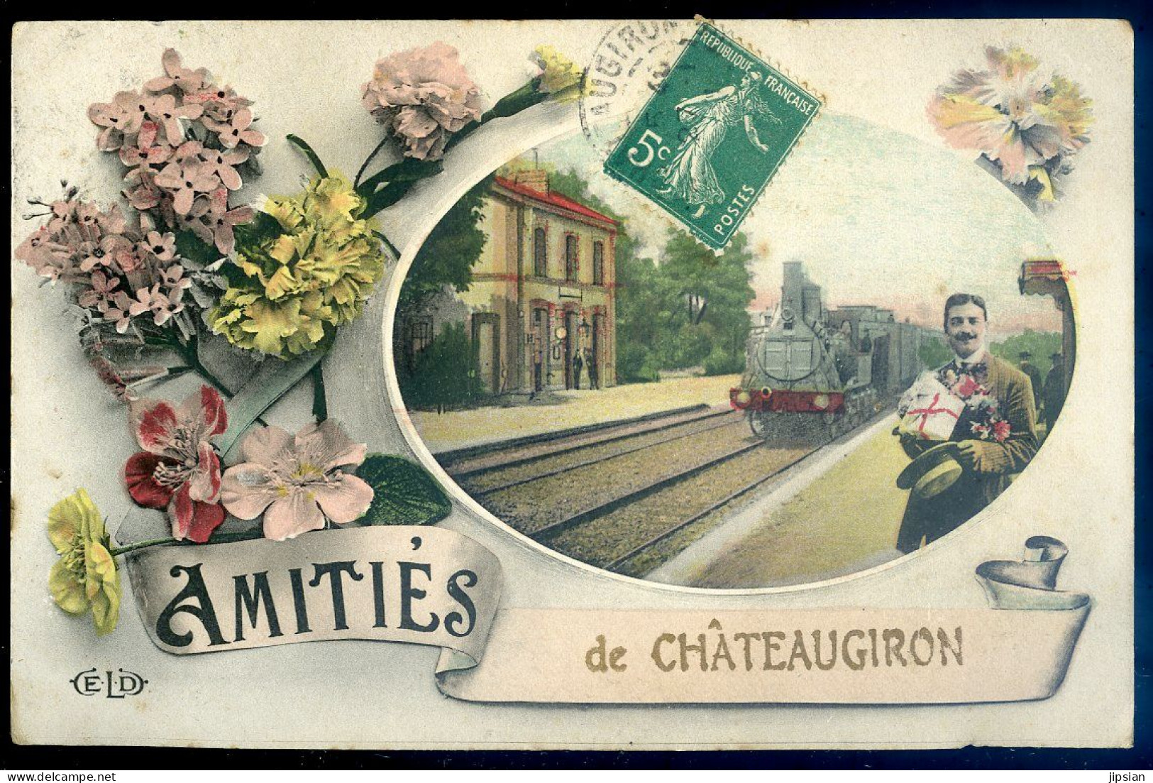 Cpa Du 35 Amitiés De Châteaugiron Train Gare  STEP70 - Châteaugiron