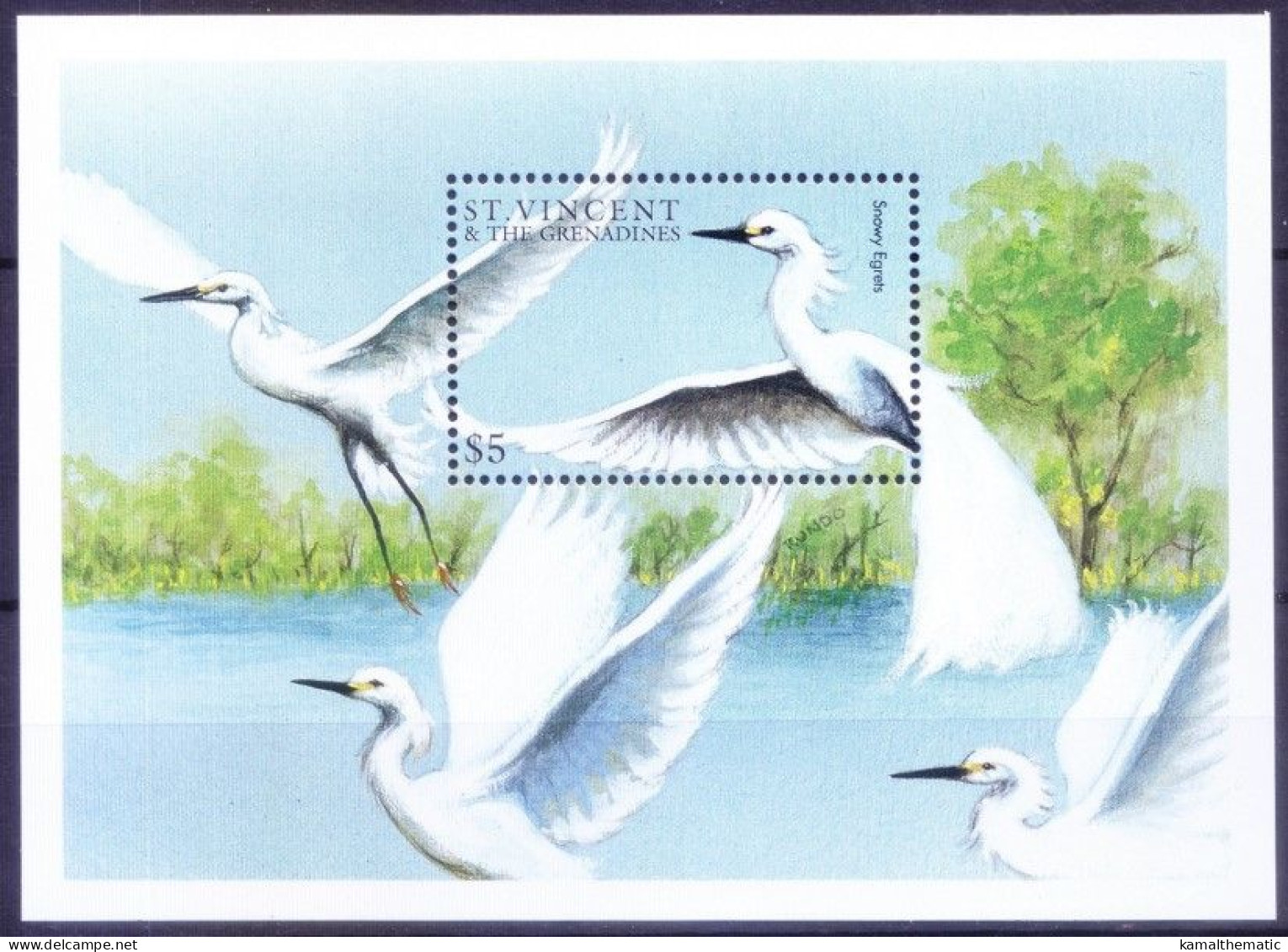 St. Vincent Gr. 1997 MNH MS, Snowy Egrets, Sea Birds - Albatro & Uccelli Marini