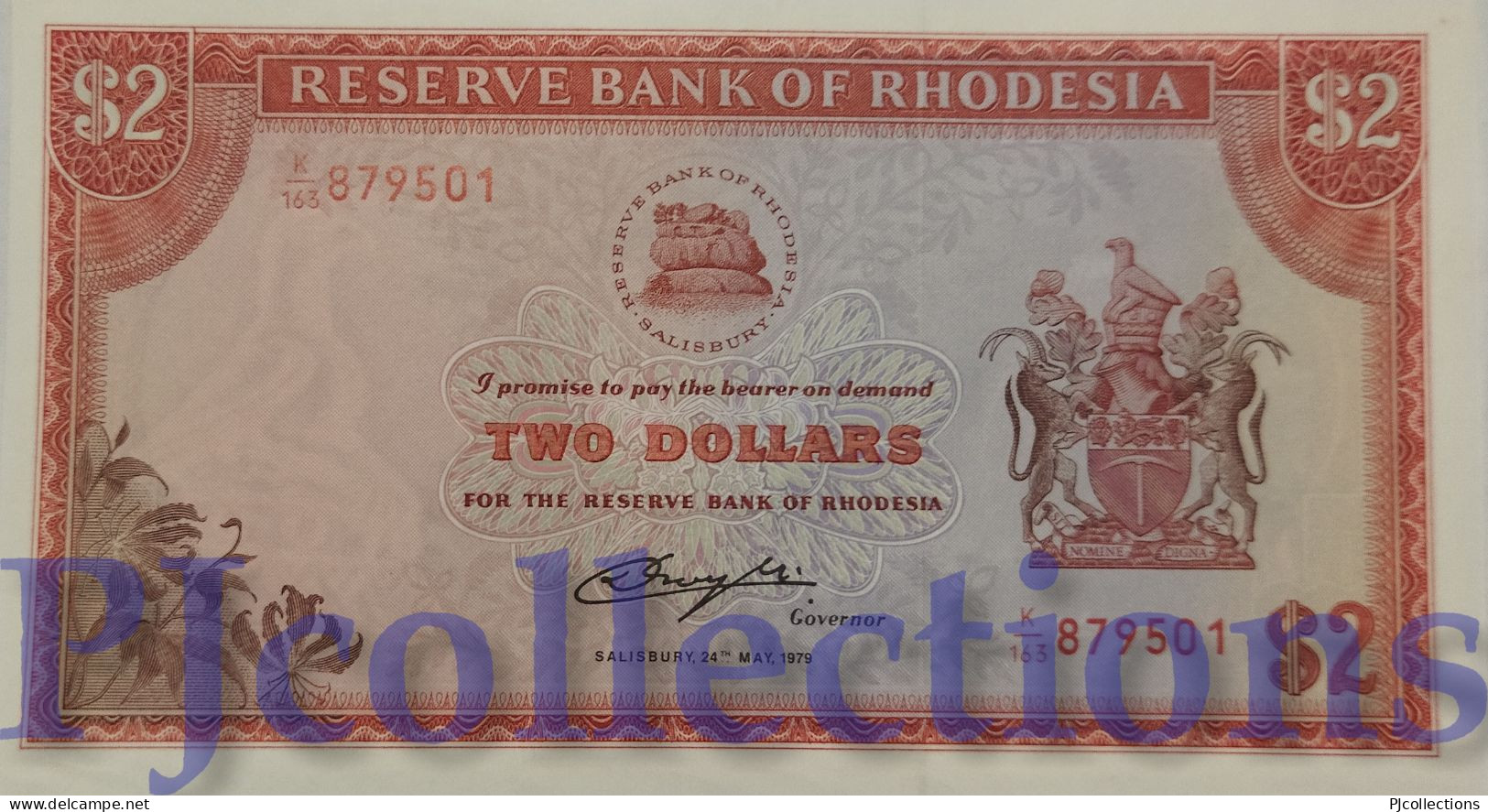 RHODESIA 2 DOLLARS 1979 PICK 39 UNC - Rhodesien