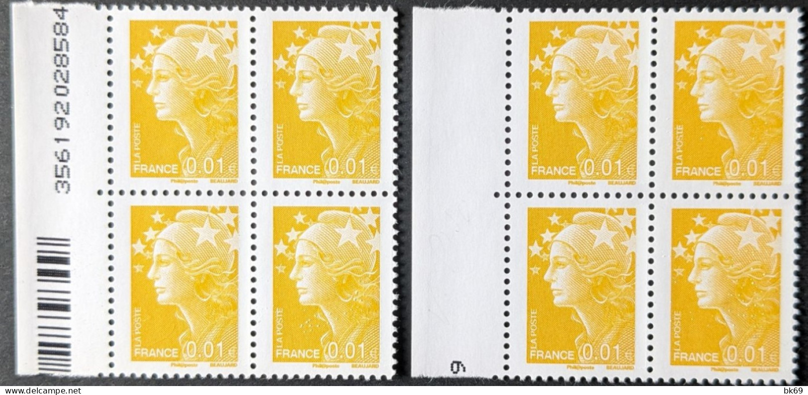 4226** Variété Collier De Phosphore, 2 Bloc De 4 Tp Avec Des Projections De PHO - Unused Stamps