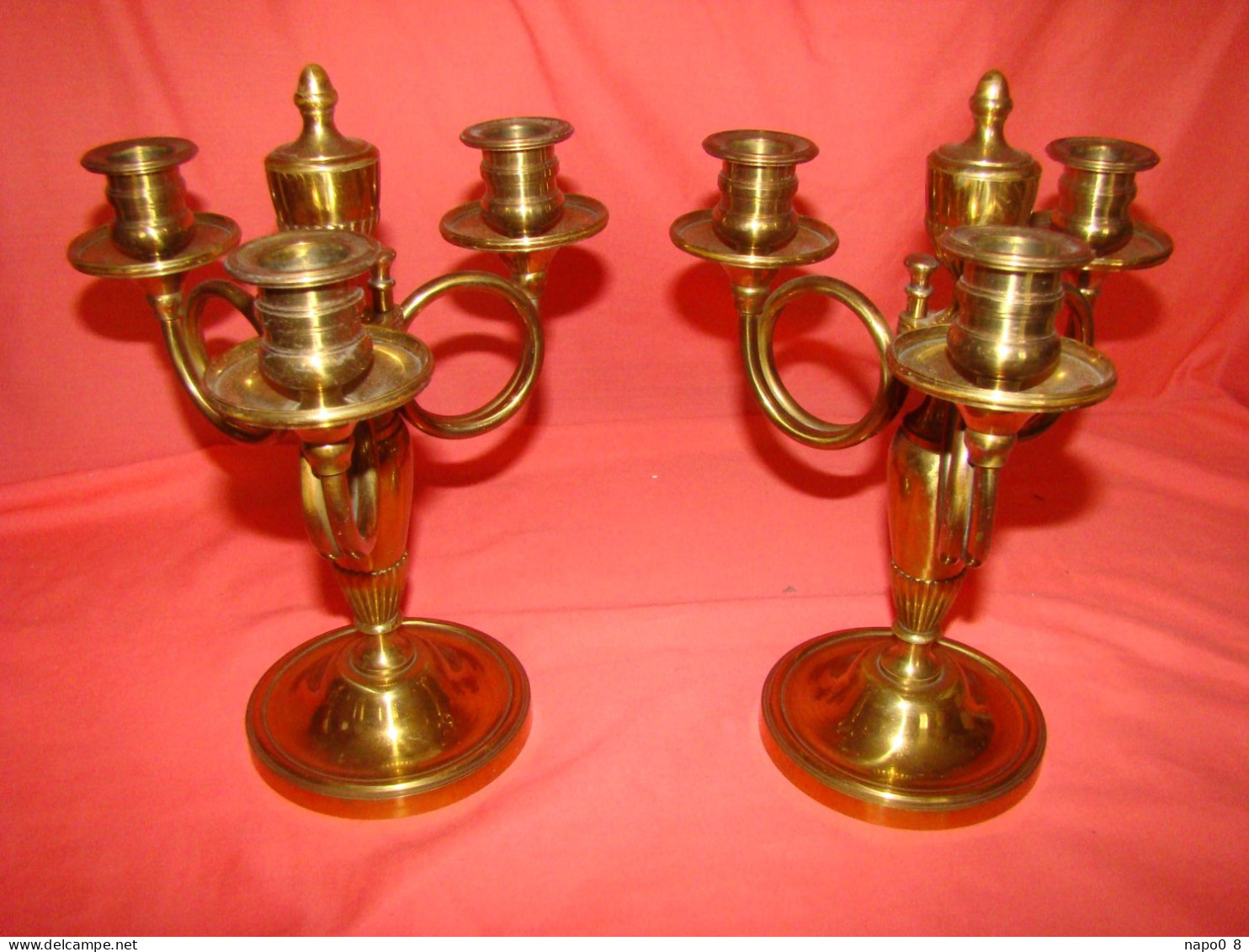 Paire De Candélabres En Bronze à 3 Bougeoirs - Chandeliers, Candelabras & Candleholders