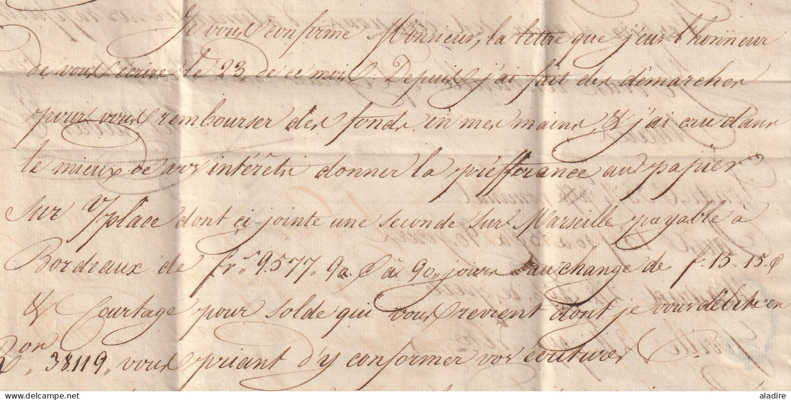 1827 - lettre en français de SANTANDER, Espagne vers BORDEAUX, France - entrée par Bayonne - taxe 8