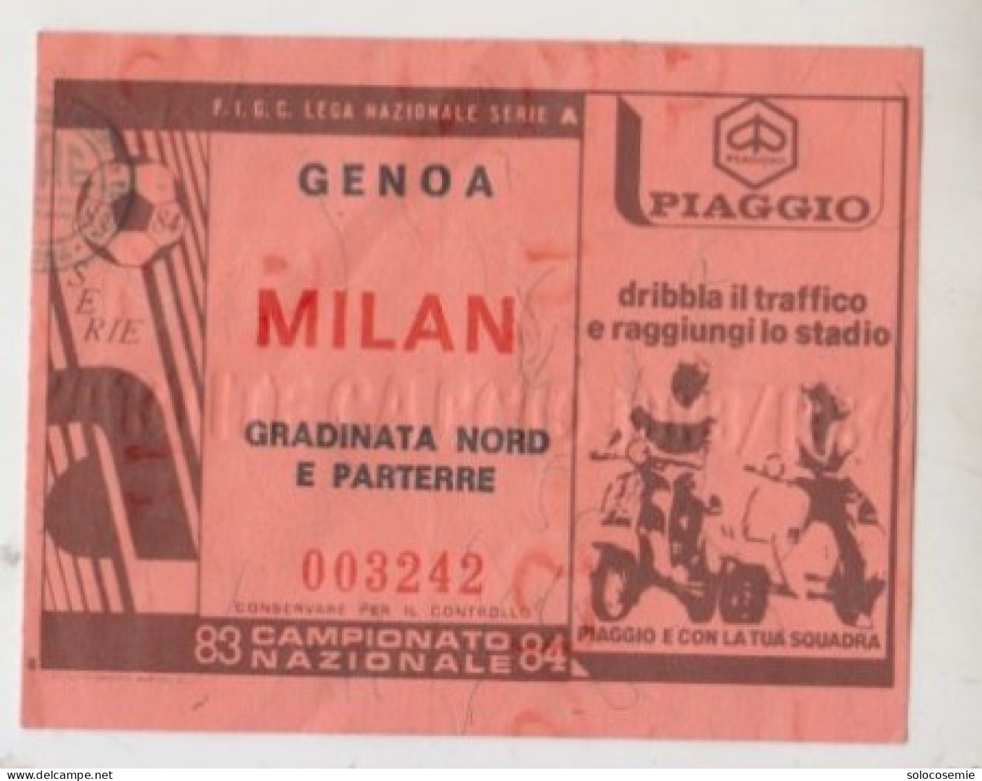 1983/84 GENOA  - MILAN #  Calcio  #  Ingresso  Stadio / Ticket  - 003242 (F) - Tickets D'entrée