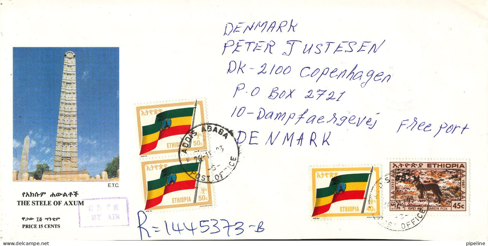 Ethiopia Registered Cover Sent Air Mail To Denmark 26-11-1993 Topic Stamps (sent From The Embassy Of Russia Addis Ababa) - Ethiopie