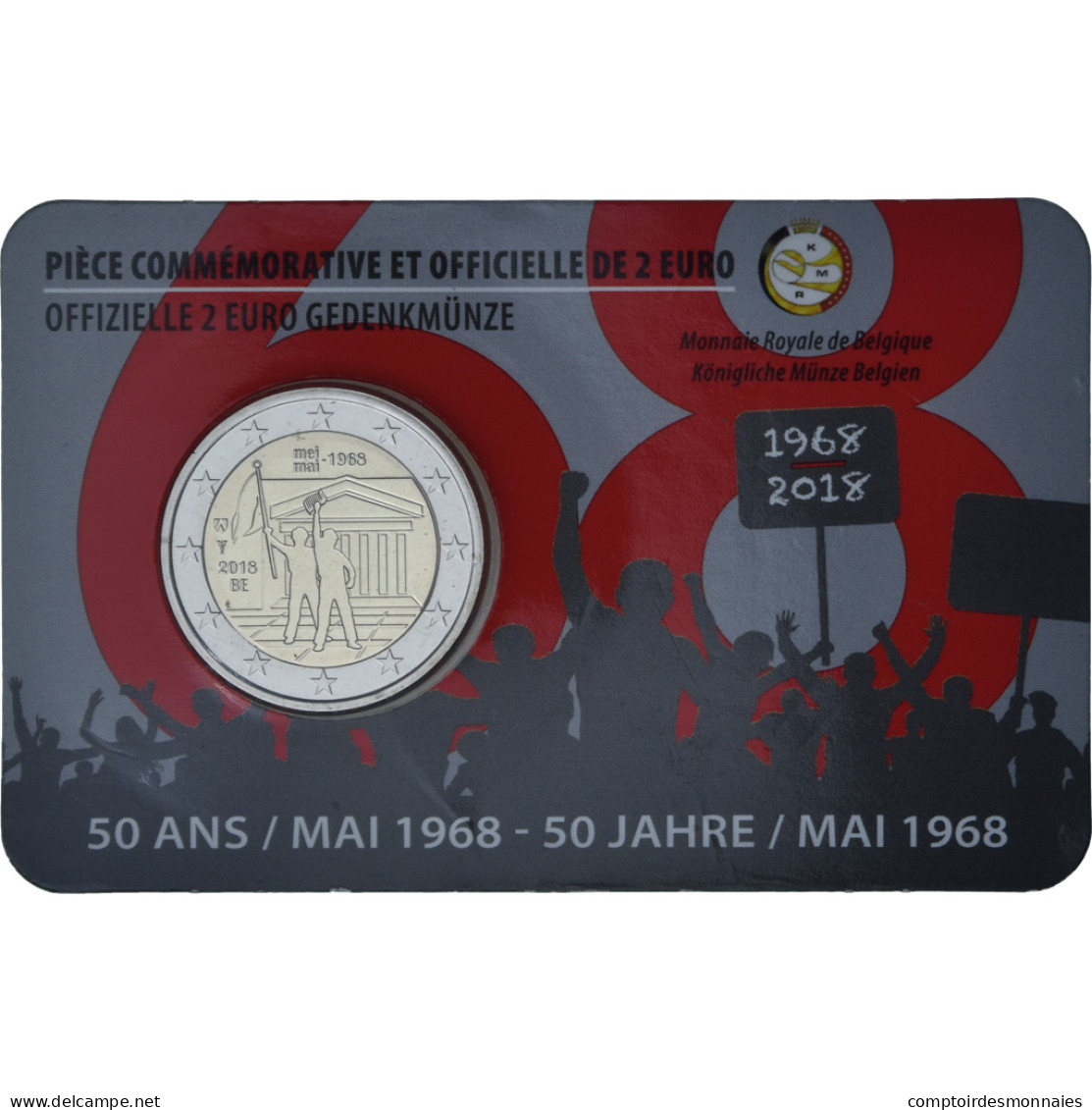 Belgique, Chute Du Mur De Berlin, 2 Euro, 2018, Bruxelles, Coin Card, FDC - Bélgica