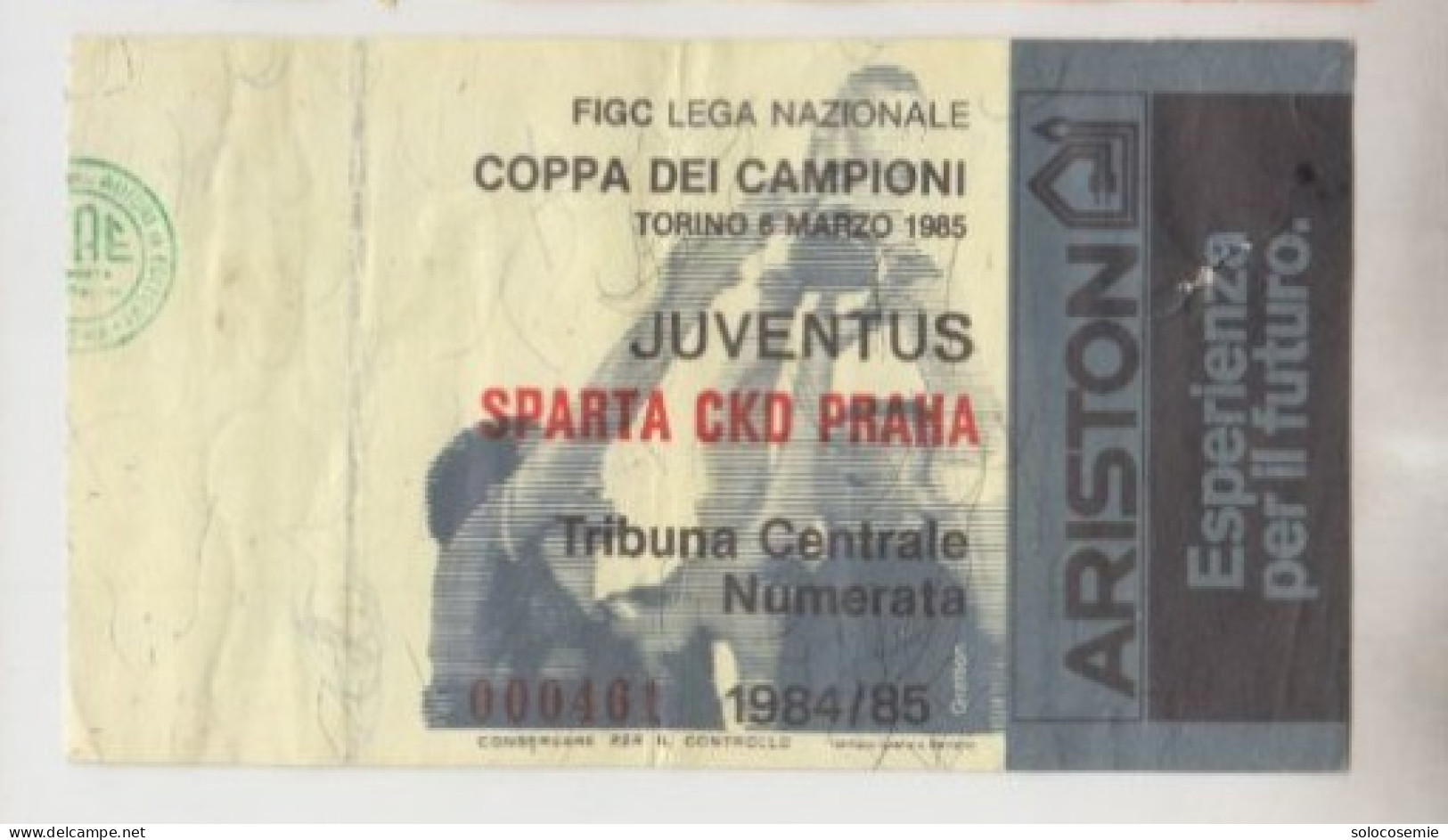 1984/85 - 6/3/1985 - JUVENTUS - SPARTA CKD PRAHA #  Calcio - Coppa Campioni  #  Ingresso  Stadio / Ticket  - 000461 (F) - Tickets D'entrée