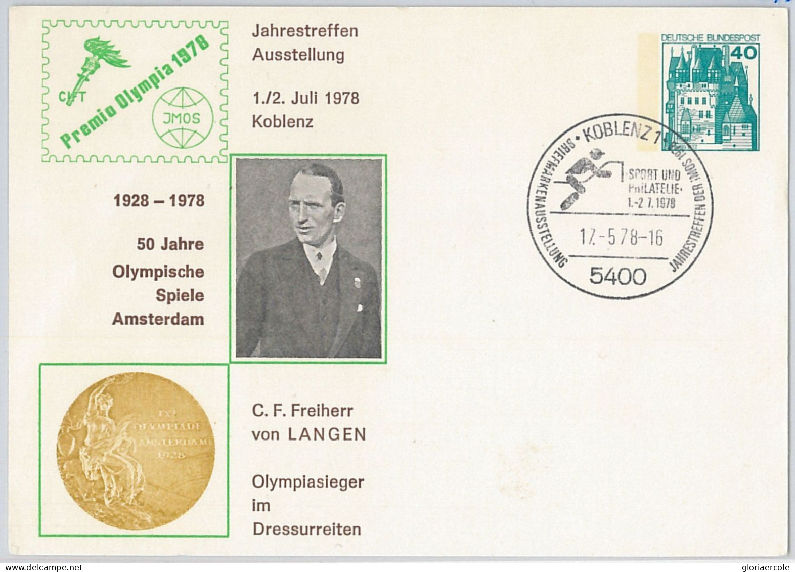 51130 - GERMANY - POSTAL HISTORY - Special STATIONERY 1978 OLYMPIC Horse Riding - Zomer 1928: Amsterdam