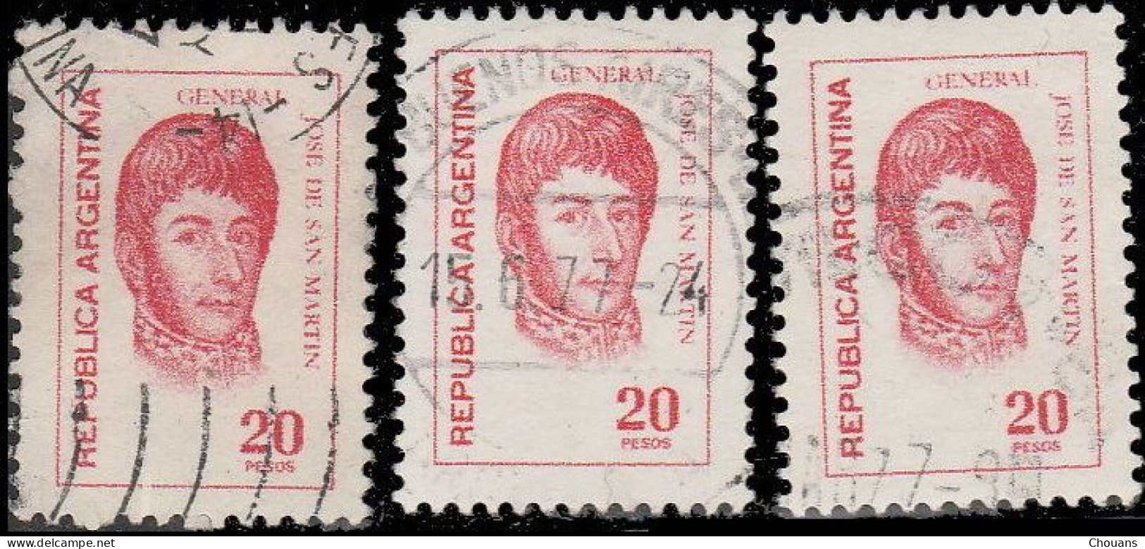 Argentine 1976. ~ YT 1071 X3 + 1073 - Types De 700/71 (4 V) - Used Stamps