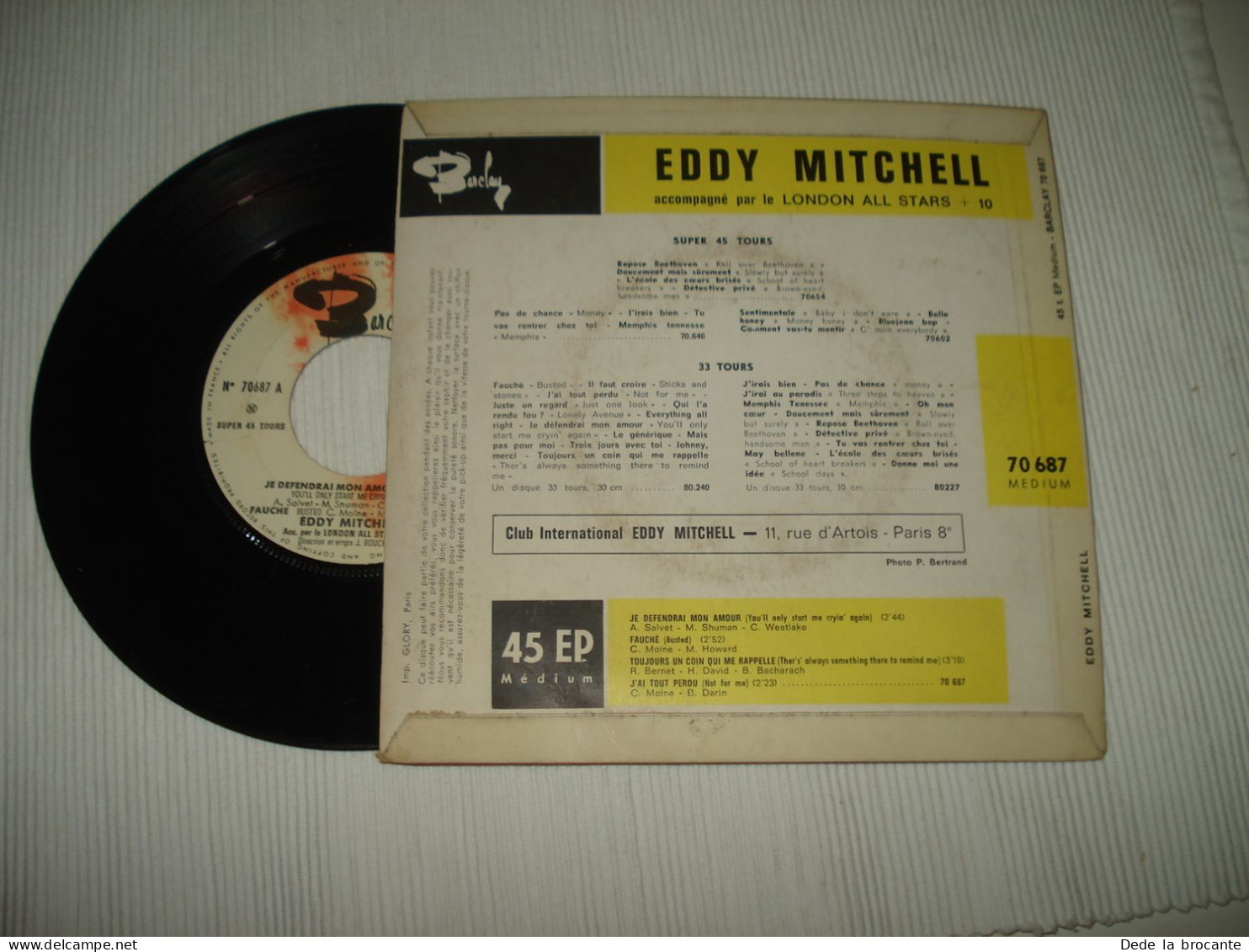 B13 / Eddy Mitchell – Est Formidable - EP - Barclay – 70 687 - Fr 1964  VG+/EX - Speciale Formaten