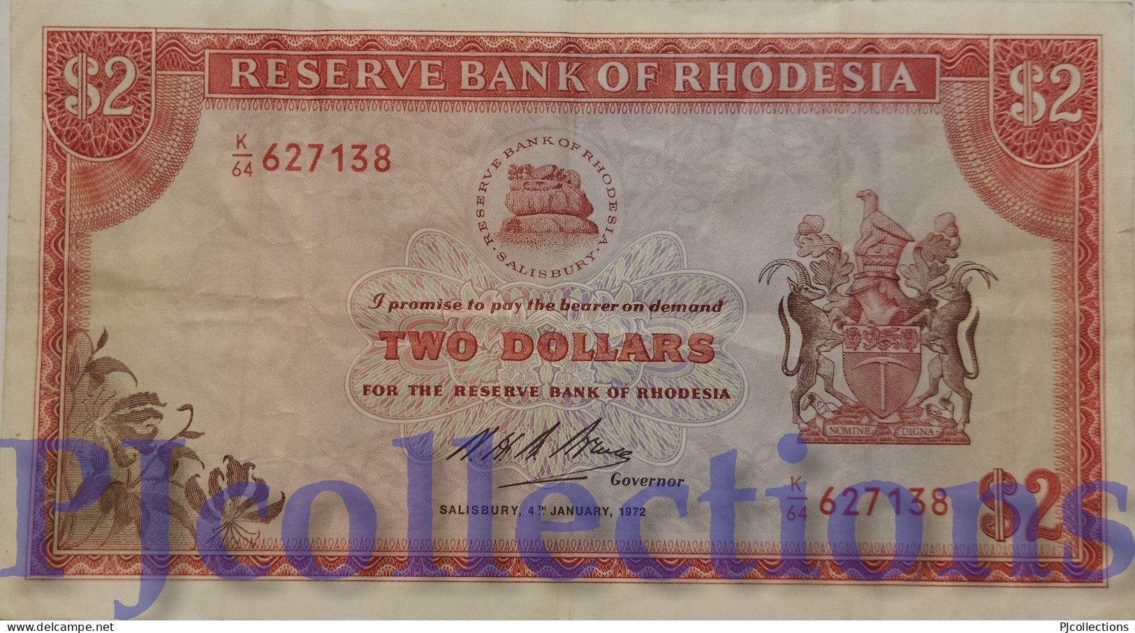 RHODESIA 2 DOLLARS 1972 PICK 31f VF - Rhodesien