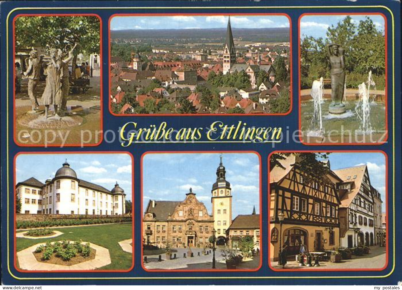 72357791 Ettlingen Plastiken Statue Kirche Schloss Rathaus Gaststaette Fachwerkh - Ettlingen