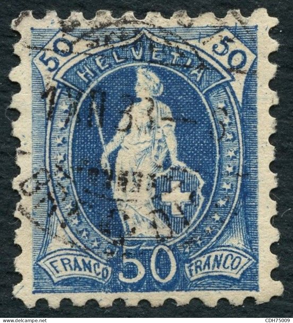 SUISSE - Z 70B 50C BLEU HELVETIA DEBOUT  - OBLITERE - SIGNE BRUN - Gebraucht