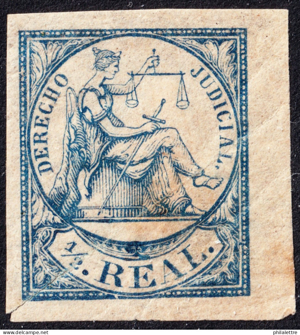 ESPAGNE / ESPANA - COLONIAS (serie Conjunta) 1865 Sello Fiscal "DERECHO JUDICIAL" 1/2R Azul Claro - Nuevo (defectuoso) - Kuba (1874-1898)