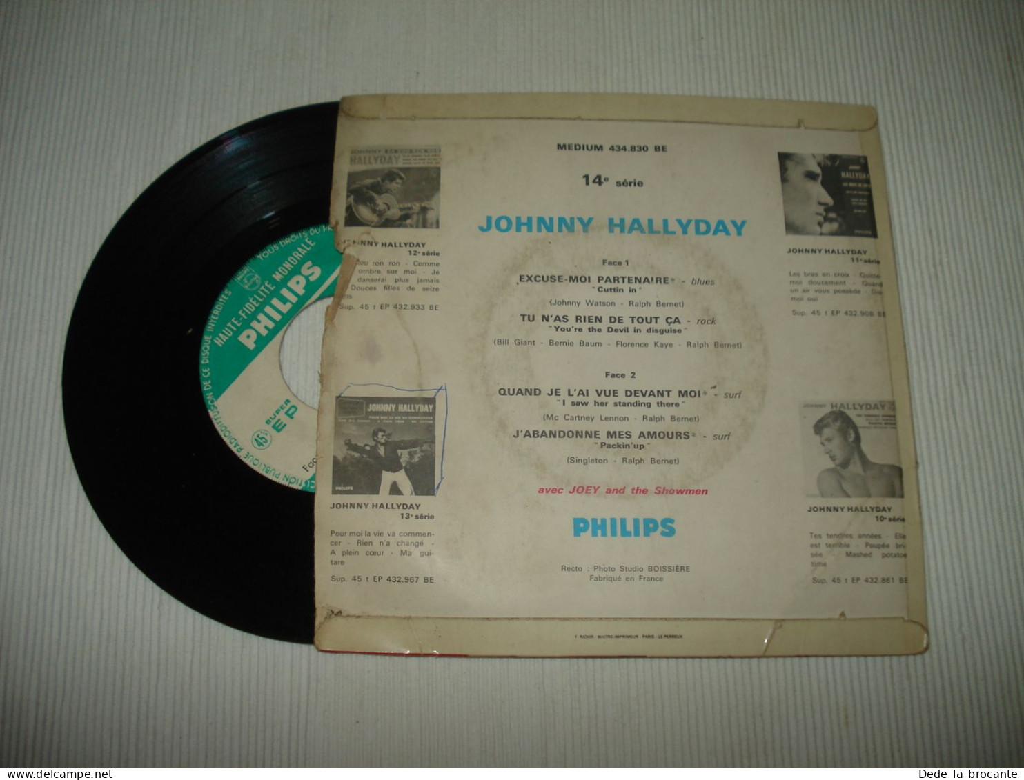 B13 / Johnny Hallyday – Excuse-moi Partenaire - EP – 434.830 BE- Fr 1964  VG+/G - Speciale Formaten