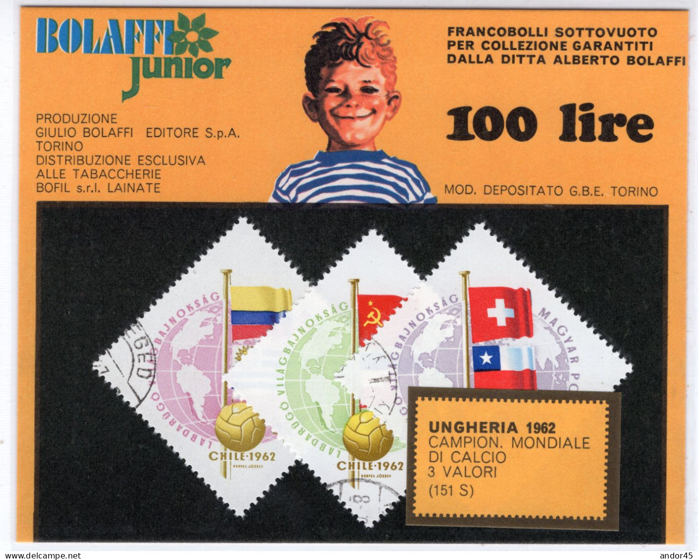 1962  UNGHERIA  TRE  VALORI CAMPION.MONDIALE DI CALCIO(151 S)FRANCOBOLLI SOTTOVUOTO PER COLLEZIONE GARANTITI DALLA DITTA - Storia Postale