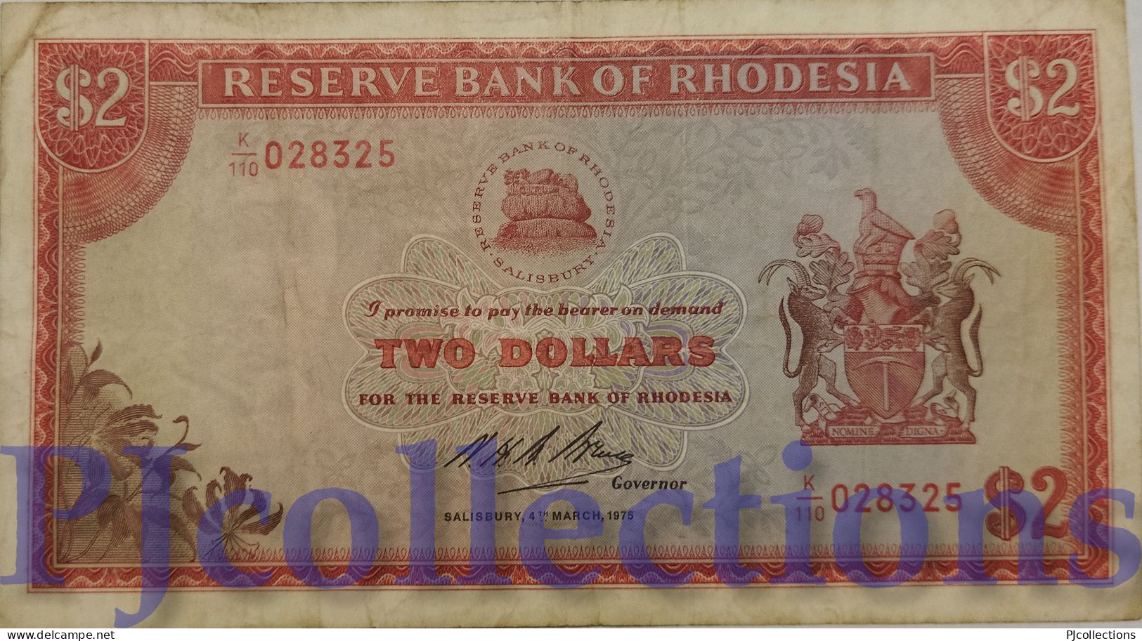 RHODESIA 2 DOLLARS 1975 PICK 31j VF - Rhodesien