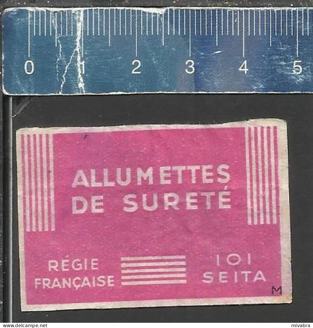 ALLUMETTES DE SURETÉ RÉGIE FRANÇAISE 101 SEITA ( AVEC LETTRE M) - OLD MATCHBOX LABEL FRANCE - Boites D'allumettes - Etiquettes