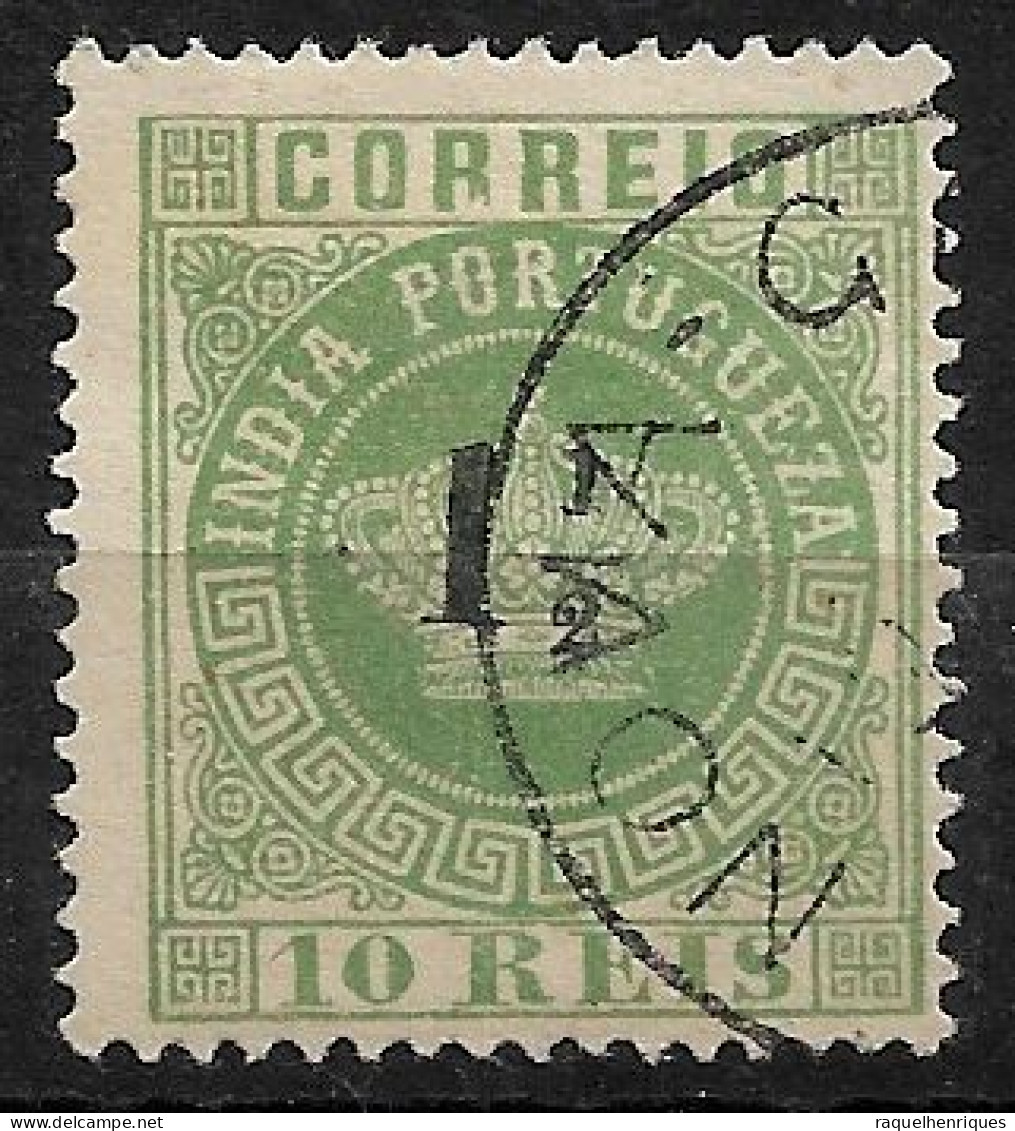 PORTUGUESE INDIA 1881 Portuguese Crown Issues Surcharged MANUAL? P:13.5 USED - (NP#70-P11-L4) - Portuguese India