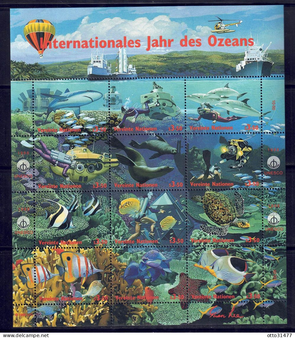 UNO Wien 1998 - Jahr Des Ozeans, Nr. 252 - 263 Im Zd-Bogen, Postfrisch ** / MNH - Unused Stamps