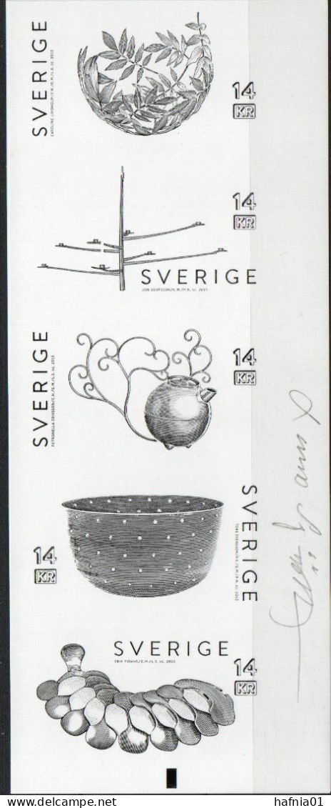 Lars Sjööblom. Sweden 2015. Swedish Design. Michel 3083-3087 Blackprint. Signed. - Essais & Réimpressions