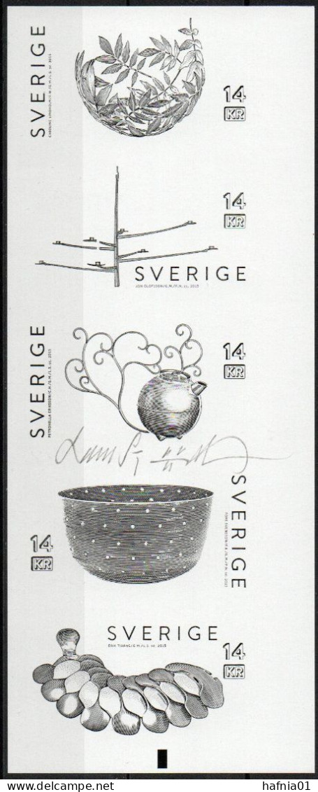 Lars Sjööblom. Sweden 2015. Swedish Design. Michel 3083-3087 Blackprint. Signed. - Essais & Réimpressions