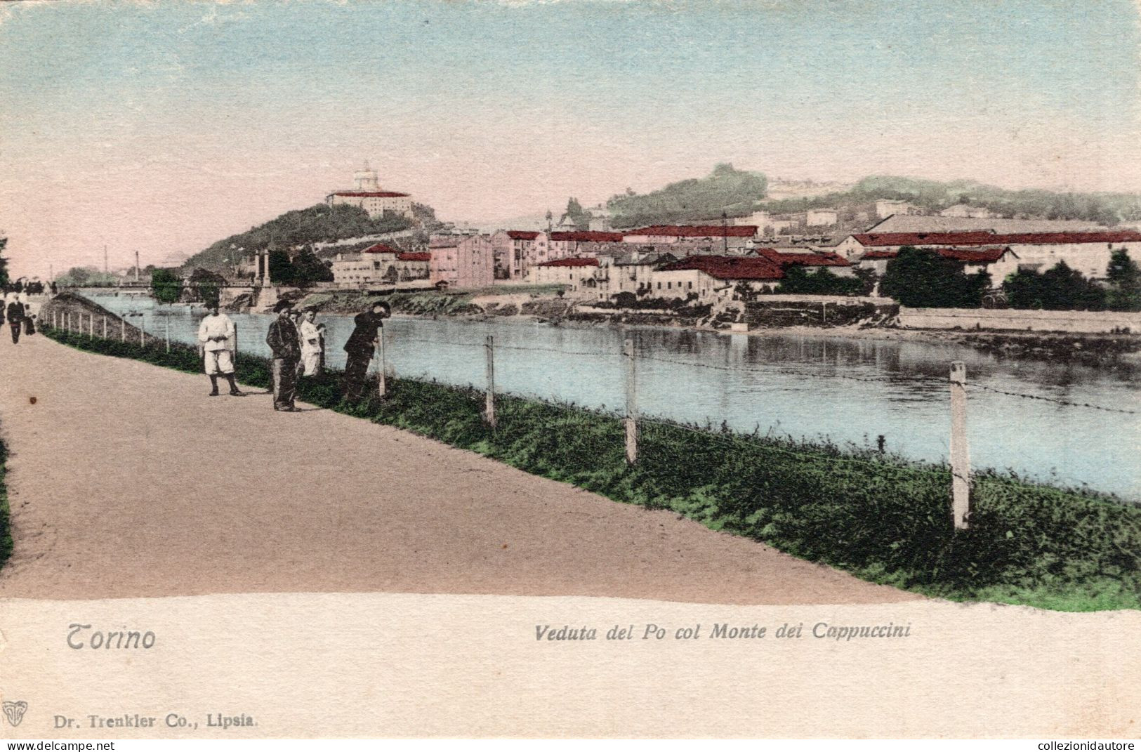 TORINO - VEDUTA DEL PO COL MONTE DEI CAPPUCCINI - ANIMATA - CARTOLINA FP NON SPEDITA DEL PRIMO 900 - Fiume Po