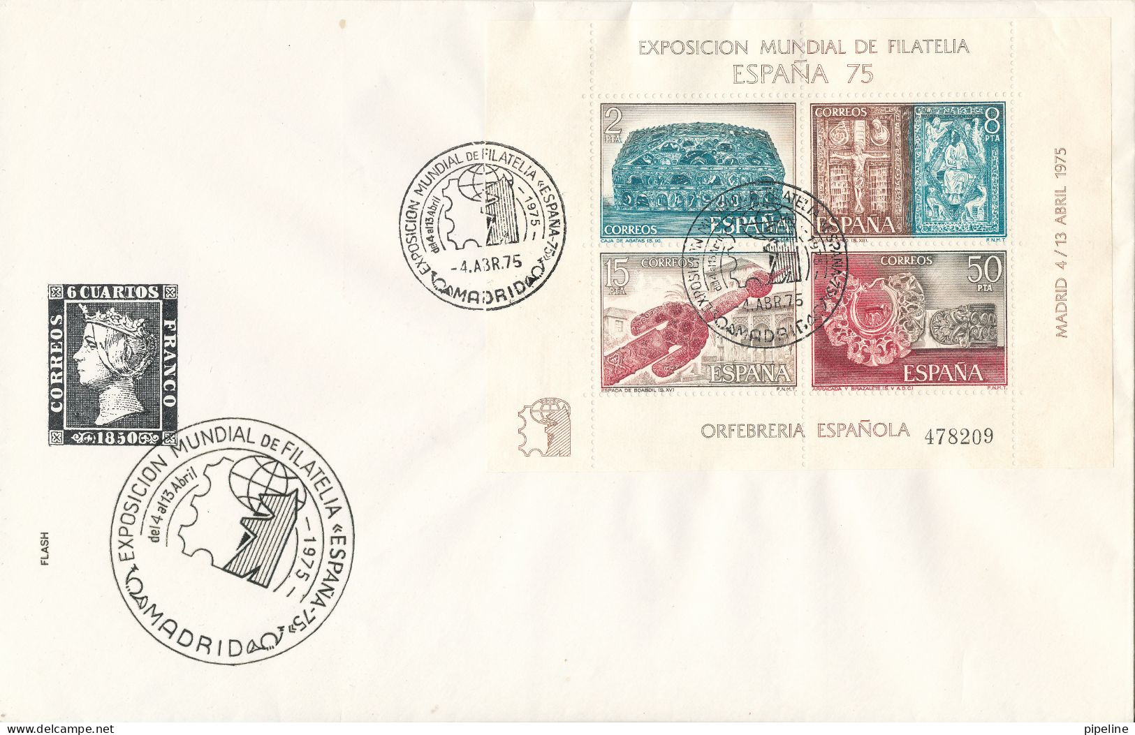 Spain FDC 4-4-1975 World Philatelic Exhibition Madrid 4-13/4-1975 M/S On 2 Covers With Cachet - FDC