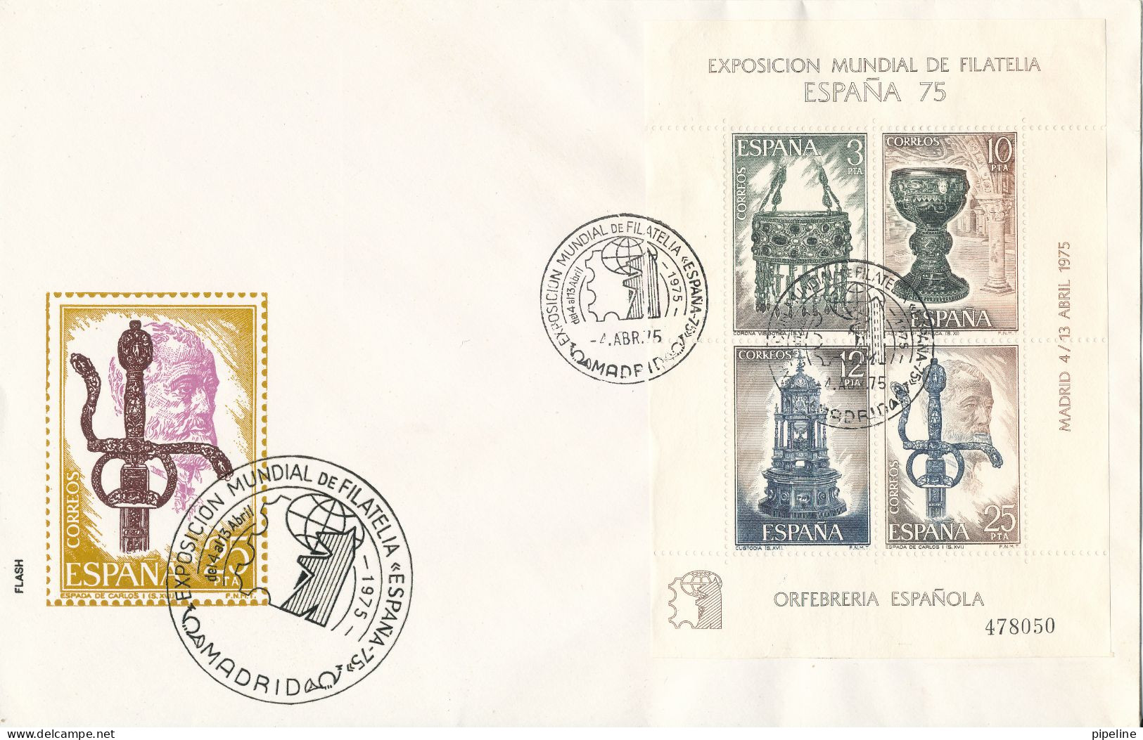 Spain FDC 4-4-1975 World Philatelic Exhibition Madrid 4-13/4-1975 M/S On 2 Covers With Cachet - FDC