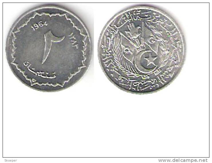 *Algeria 2 Centiemes 1964 Km 95   Unc !!!!!!!!!     * - Algerien