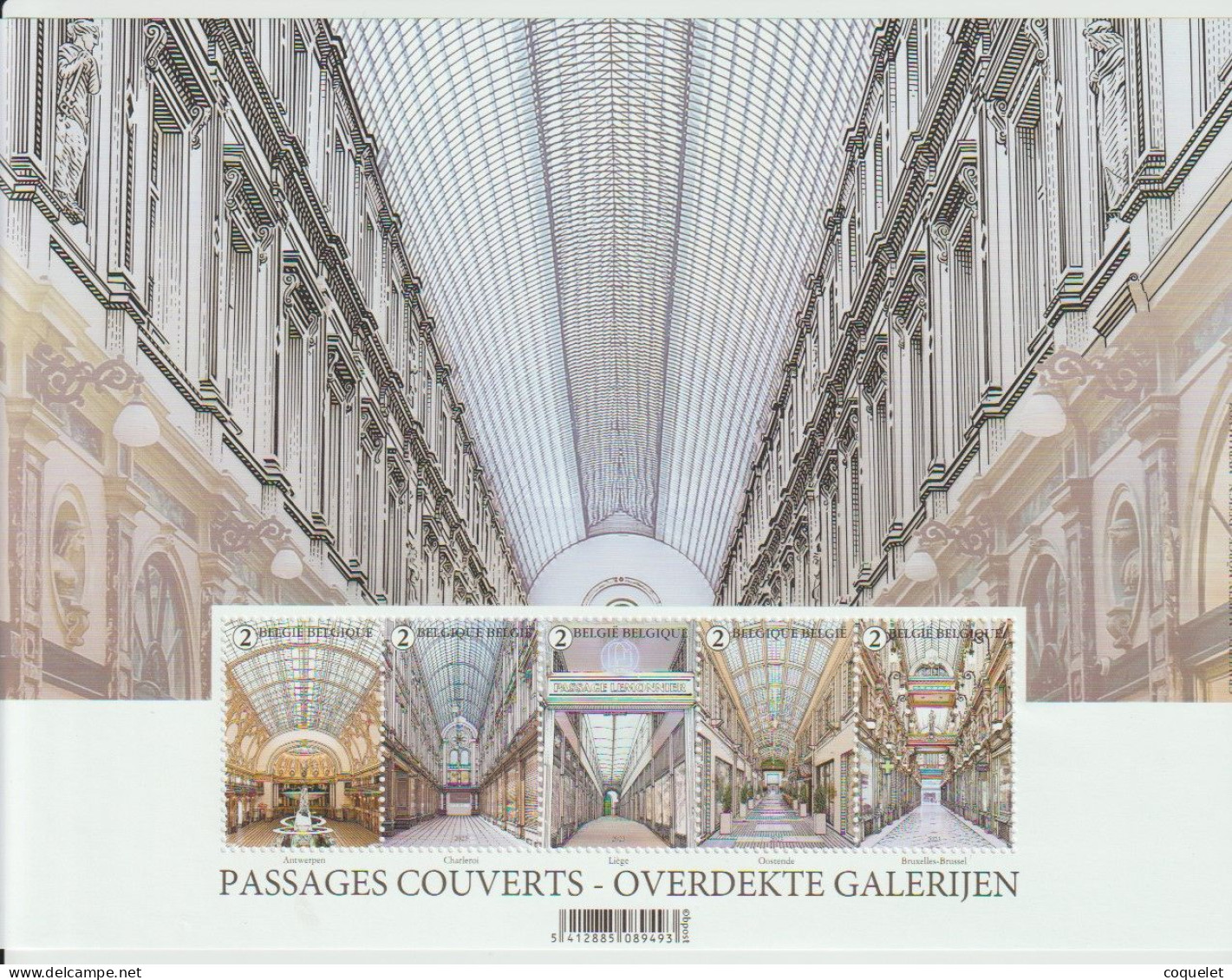 Belgique N° 5153/57 XX Ou BL 319  XX Passages Couverts  -  Format + Ou -   220x160mm - Unused Stamps