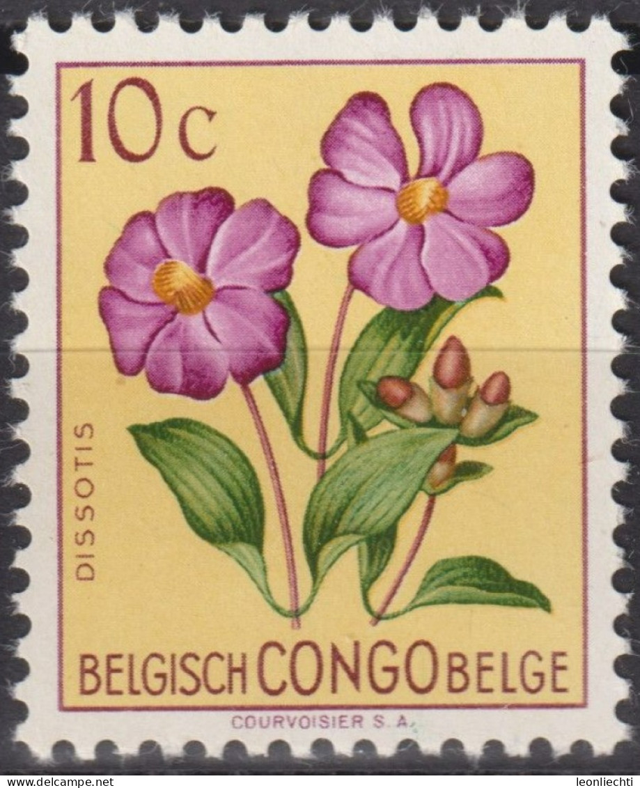 1952 Belgisch-Kongo ** Mi:BE-CD 295, Sn:BE-CD 263, Yt:BE-CD 302, Dissotis Sp., Blumen - Usados