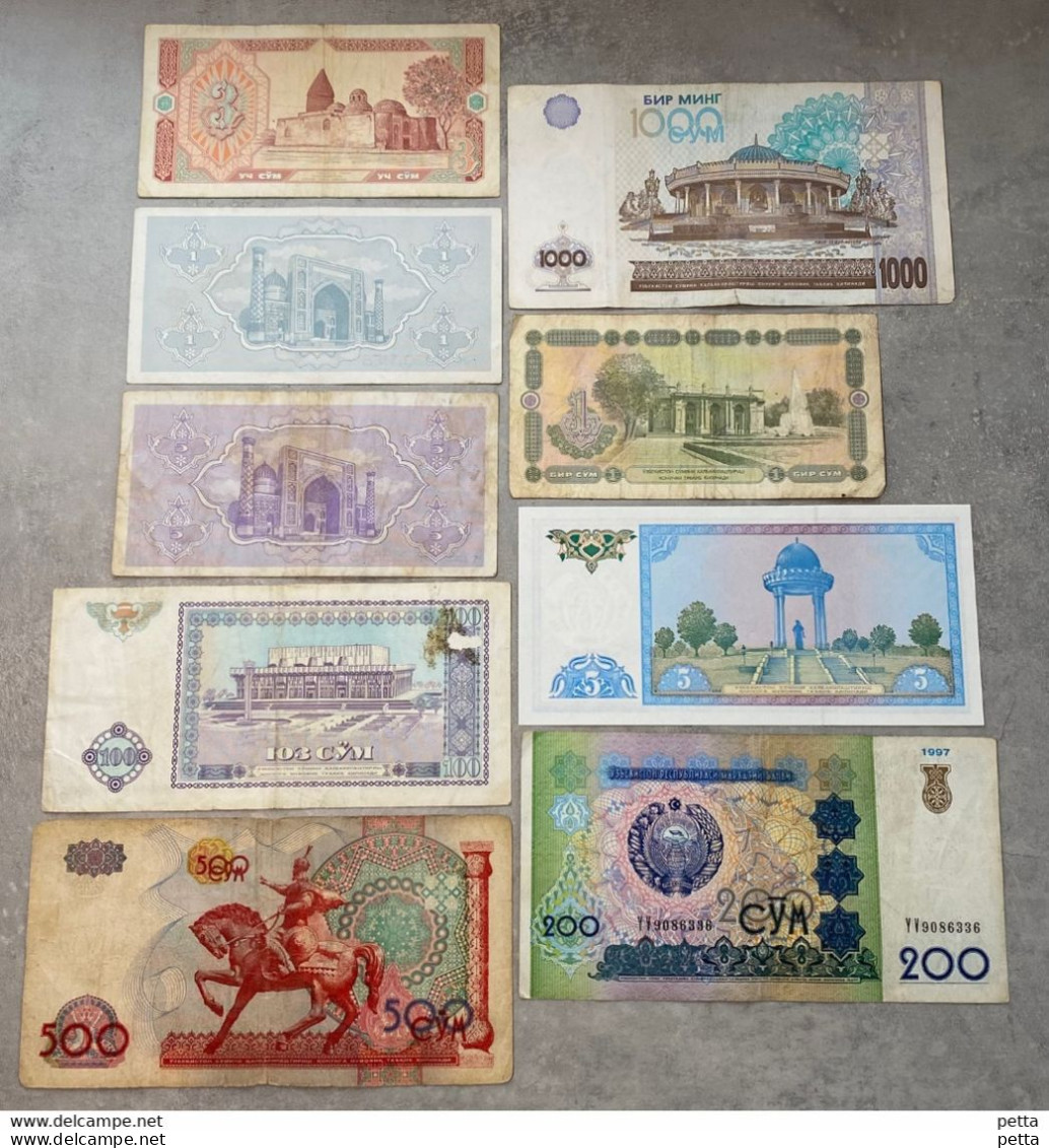 Lot De 9 Billets D’Ouzbékistan Différents… Vendu En L’état - Usbekistan