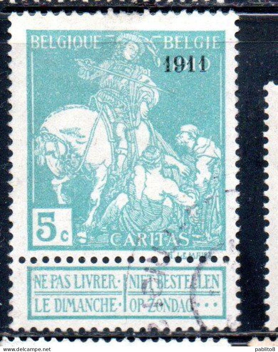 BELGIQUE BELGIE BELGIO BELGIUM OVERPRINTED 1911 CHARITY CARITAS ST. MARTIN OF TOURS DIVIDING HIS CLOAK 5c USED - 1910-1911 Caritas