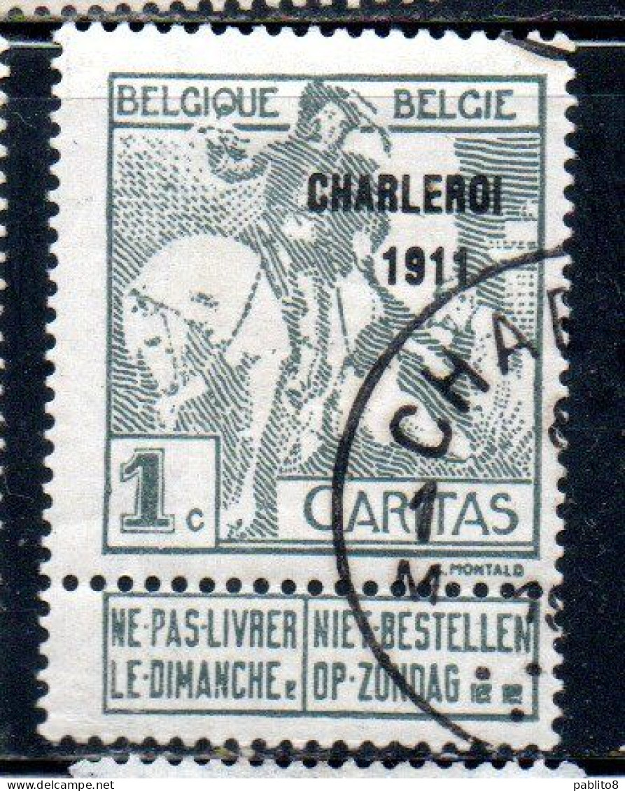 BELGIQUE BELGIE BELGIO BELGIUM OVERPRINTED 1911 CHARITY CARITAS ST. MARTIN OF TOURS DIVIDING HIS CLOAK 1c USED - 1910-1911 Caritas